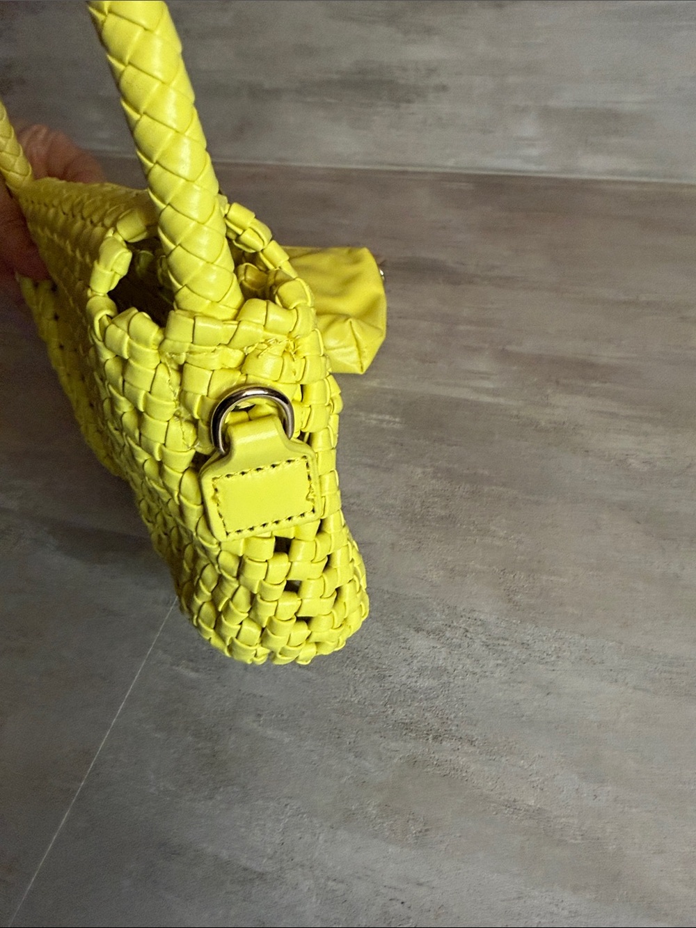 Yellow Woven Shoulder Bag with Removable pouch & strap - Picture 6 of 12
